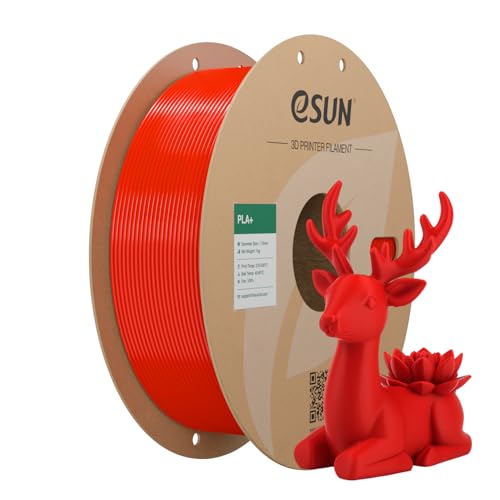 Image of eSUN PLA+ Filament 1.75mm, RGB Red 3D Printer Filament Dimensional Accuracy + /- 0.03mm, 1kg Cardboard Spool(2.2lbs) 3D Printing Filament, Fits for Most FDM 3D Printers