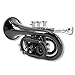 WUQIMUSC Brass Pocket Trumpet Bb Key Nickel Plated with Mouthpiece 7C, Cleaning Kit, Carrying Case, Gloves for Beginners/Students (Black)