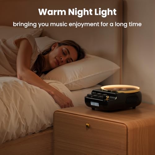 Image of 4 in 1 CD Player with Bluetooth Speakers,FM Radio,Night Light Retro Design