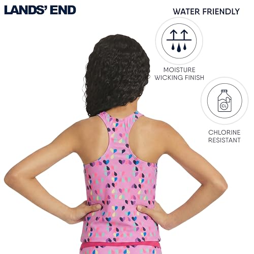 Image of Lands' End Girls' UPF 50+ Swim Bikini Bottom and Racerback Tankini Set