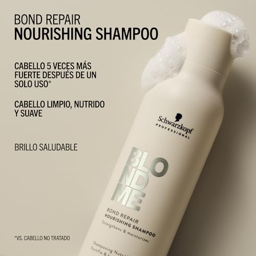 Miniatura 3 de Schwarzkopf Professional BLONDME Bond Repair Nourishing Shampoo - Champú Nutritivo Reparador - Aceite de Almendra y Té Blanco 300ml