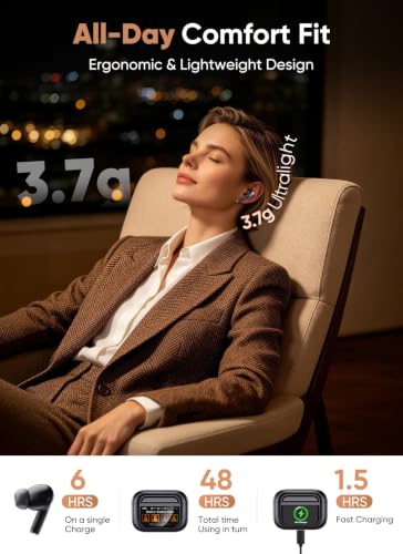 Image of Bucephalus Wireless Earbuds, Bluetooth 5.4 Ear Buds with Smart Touchscreen Case & Noise Cancelling, 48H Playtime, Bass Stereo Sound, Compatible with iPhone /Android, Pad - Ebony