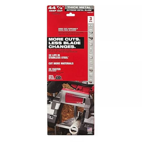 3 pk 48-39-0601 for Milwaukee 44-7/8 in. Extreme Metal Band Saw Blades 8/10 TPI