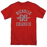 Nicholls State University Official Nicholls Colonels Logo Unisex Adult T-Shirt, Red, 3X-Large