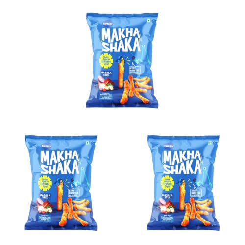 Image of Farmley Makha Shaka Masala Stix Farmley Pillow Pouch 33 g I Healthy Snacks | Namkeen Snacks I Puffed Snacks | Roasted in Olive Oi (Pack of 3)