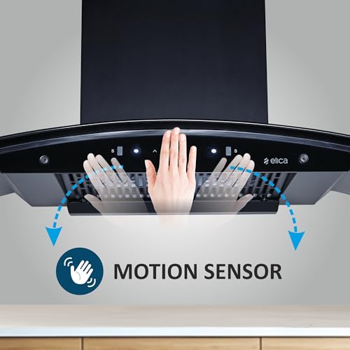 Image of Elica 90cm 1500 m3 /hr Filterless Autoclean Kitchen Chimney with 15 Years Motor Warranty & 5 Years Comprehensive (CURVE FL 900 HAC LTW MS NERO), Black