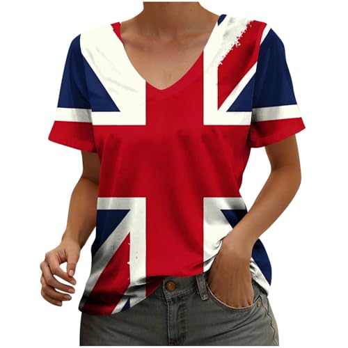 UK Flag Shirt Women United Kingdom Great Britain British Women Girl T-Shirt Top UK Pride Patriotic Outfits Tees