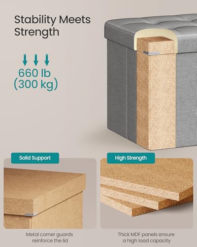 image for SONGMICS MAZIE Collection - 30 Inches Folding Storage Ottoman Bench, O