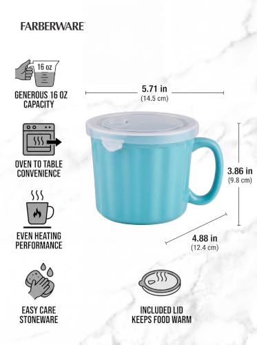 Farberware 16 oz Ceramic Soup Mug with Lid - image 5