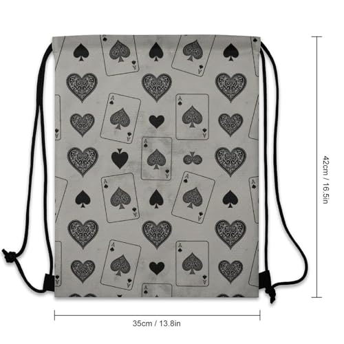 Image of Drawstring Backpack Gym Sackpack Lightweight Waterproof String Bag for Sports Travel Yoga Beach Swimming, Men Women Unisex, Vintage Ace Of Spades Card Poker Lover Bags