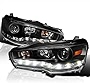 SPEC-D TUNING R8 LED Projector Headlights Lamps Black Compatible with 2008-2017 Mitsubishi Lancer, 2008-2015 Mitsubishi Lancer EVO X Left + Right Pair Headlamps Assembly