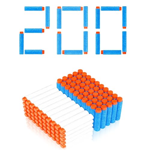 SJACXANM Munition Nerf, 200pc Balles Nerf, Mousse Bleu Clair & Blanc, Flechette NerfPour Blasters, 7.2cm MunitionNerf pour NerfN-Strike Elite Series Blasters Kid Toy Gun
