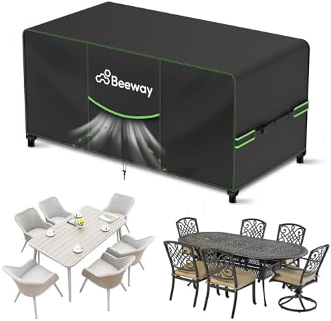 BEEWAY Gartenmöbel Abdeckung Wasserdicht V2.0 200x100x73cm, Schutzhülle Abdeckplane für Gartentische Terrassenmöbel Möbelsets - 420D Oxford Gewebe, Anti-UV, Winterfest