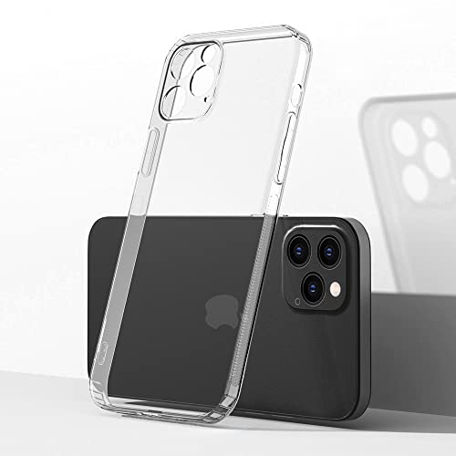 Image of WOW IMAGINE Crystal Clear Transparent Back Case Cover Compatible Apple iPhone 12 Pro | Full Device & Camera Protection Shockproof TPU Silicone Back Cover Case - Transparent