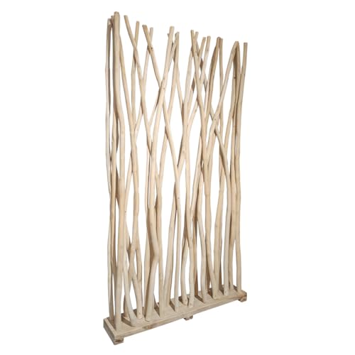 Paravent/séparation en Branches de Bois de Teck Brut Blanchi avec Socle Hauteur 180 cm - décoration Nature Bord de mer - Brent 02
