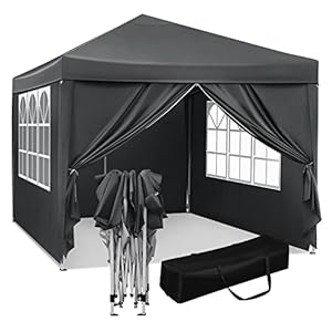 WOLTU 2441 Partytent, waterdichte vouwtent, zonwering, feesttent met zijwanden, tent voor in de tuin, terras, camping, festival, pagodetent met Oxford metalen frame, 3 x 3 m, antraciet