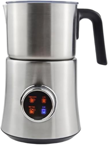 ミルク泡立て器、コーヒーアートミルク泡立て器、自動、304ステンレス鋼、110V、大容量900ml、LED ディスプレイ、ホットとコールドのダブル、高速で細かいミルク泡、さまざまなファンシーコーヒー、過熱保護、お手入れ簡単、業務用/家庭用 (シルバー,90