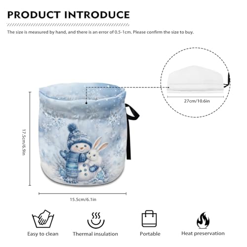 Image of Snowman Rabbit Print Teapot Cozy Breakfast Warmer Soft Fabric Dustproof Tea Pot Cozies Easy to Clean and Portable Christmas Decoration for Home, Blue