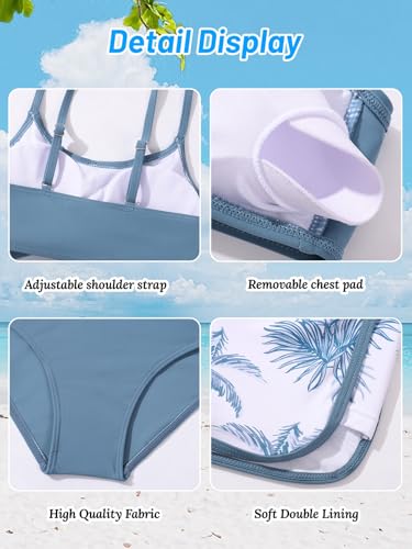 Image of Girl's 3 Piece Bikini Set Cross Strap Swimsuits for Girls Bathing Suit with Shorts Teen Swimwear Swimming Suit