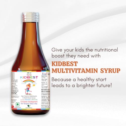 Image of Kids Multivitamin Syrup 200ml with Zinc, Vitamin A, C & E - Daily Support for Children (Pack of 3)