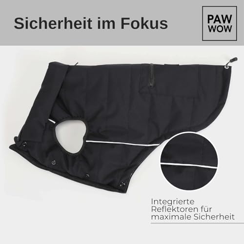 PAW WOW Toni Hundejacke | Winter Hundemantel mit Bauchschutz | Hundeweste für große & kleine Hunde (Schwarz, XXL)
