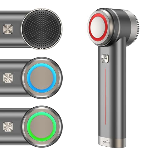 Arpha Titanium Ion Skincare Enhancer & Silicone Sonic Face Scrubber, for Skin Tightening, Brightening, Gentle Deep Cleanse, Mindful Glow Up, Only 135g, IPX7 Waterproof (Black)