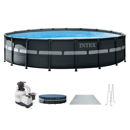INTEX Ultra XTR 18 ft x 52 in Above Ground Pool Set, Round Swimming Pool with Steel Frame, 2100 GPH Sand Filter Pump, Ladder, Cover, & Ground Cloth