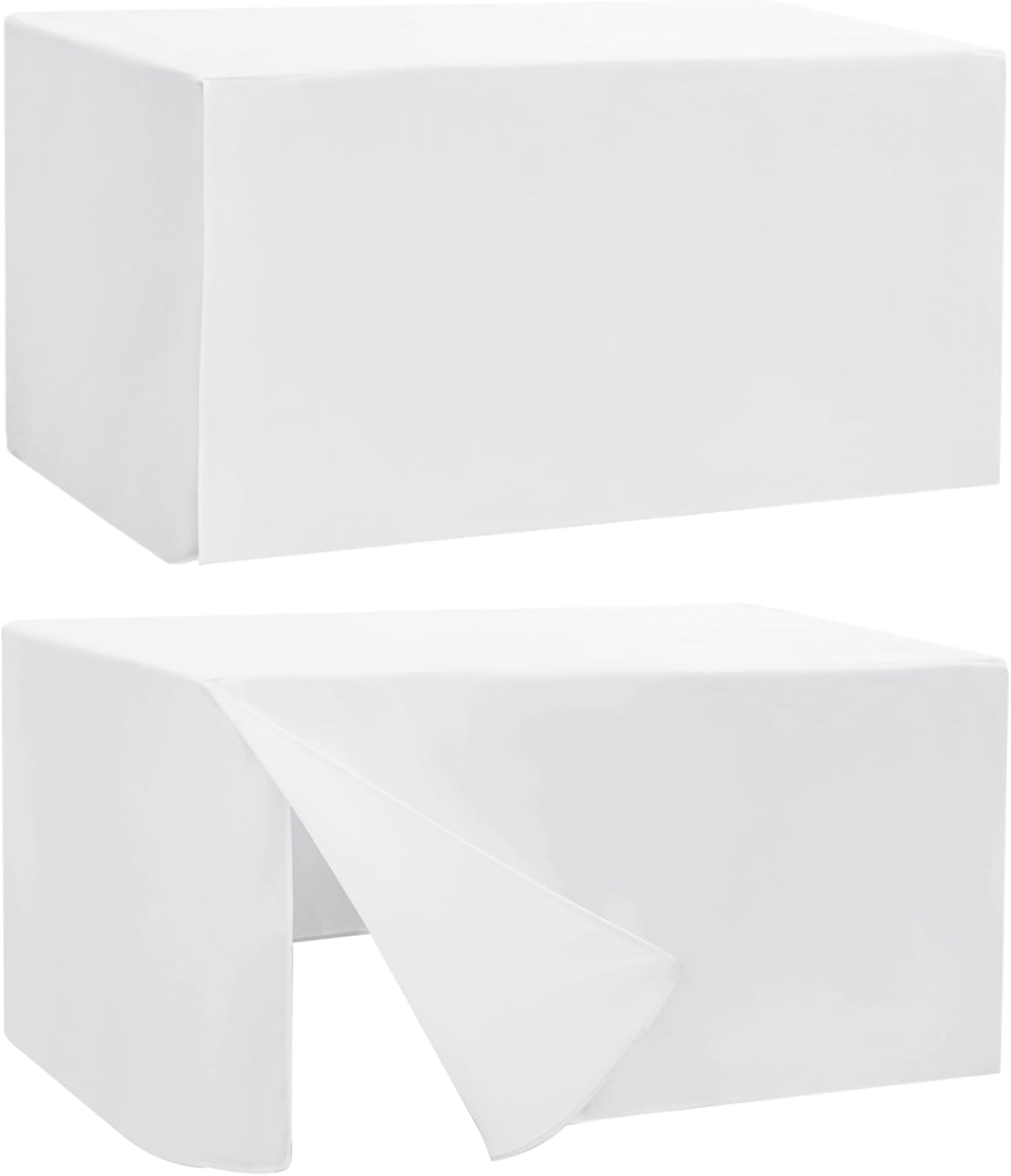 HolidayIdeas 2 Pack Fitted Tableclothes - 48 x 24 Inch - Rectangle Tablecloths for 4 Foot Tables, Versatile Fabric Table Covers for Parties, Holiday Dinner, Trade Show (White)