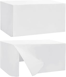 Fitted Table Cloths For 8 Foot Rectangle Tables,Vendor Booth 2 Pack White