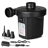 Electric Air Pump,Quick-Fill High Power Inflator Deflator,AC DC Portable Air Mattress Pump-for Inflatables Couch,Cushions,Swimming Ring,Air Sofa Beds,Pool Toy,with 3 Nozzles,Quick-Fill Air Pump