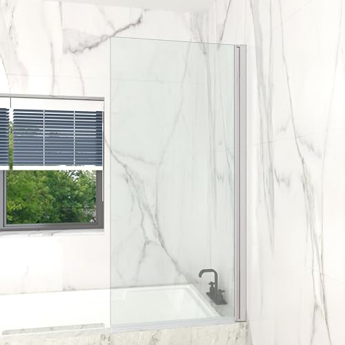 T&K Duschwand für Badewanne 70x140cm Chrom Badewannenwand Faltbar Quadratische Kante 5MM gehärtetes Sicherheitsglas beidseitig leicht zu reinigen Badewannenaufsatz Duschabtrennung für Badewanne