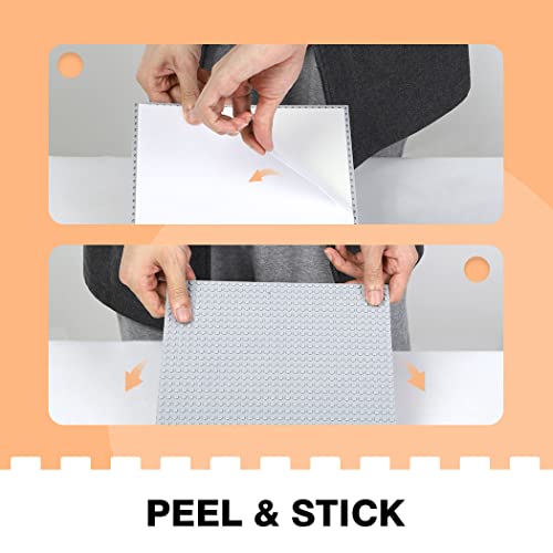 Image of 8 Pack Peel-and-Stick Building Baseplates, 10 inchx10 inch Classic Building Boards - 100% Compatible with All Major Brands of Toy Building Sets, Sturdy Stacking Play Table Top, Black