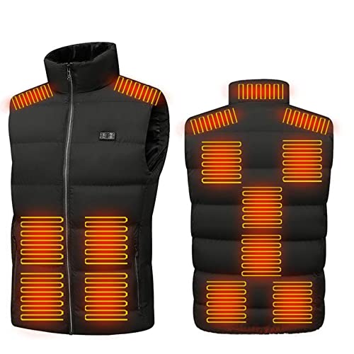 XRDSHY Chaleco Calentado Eléctrico Chaleco Calefactable para Hombre Mujer USB Chaqueta calefactable con 13 Zonas De Calefacción para Esquí, Caza, Pesca,Black-5XL Cover