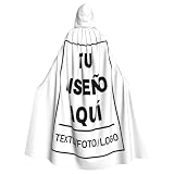 Capa Negra Personalizada con Foto Capa con Capucha Personalizado para Disfraz Halloween Hombre Adulto Imprime cualquier diseño/imagen/texto Regalo para Halloween Navidad Cosplay o Fiesta de Mascarada