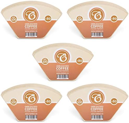 400 Size 100 Coffee Filter Paper Cones, Unbleached for Melitta Aromaboy by EDESIA ESPRESS