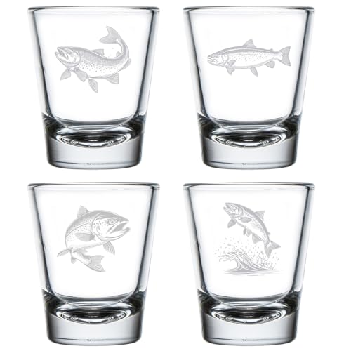 MIP Set of 4 Trout Fish Shot Glasses 1.75oz