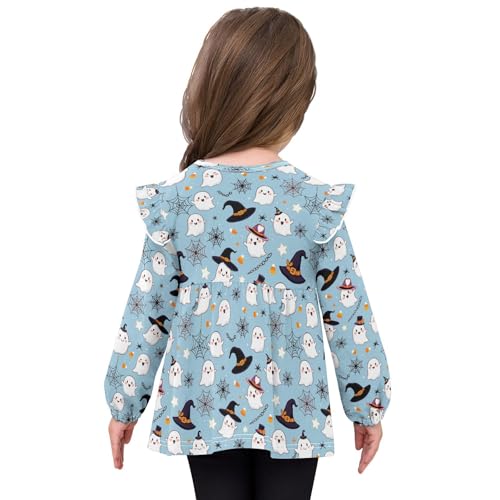 Cute Specter Hat Web A Girls Shirts Cotton Long Sleeve Ruffle Toddler Tee Tops4