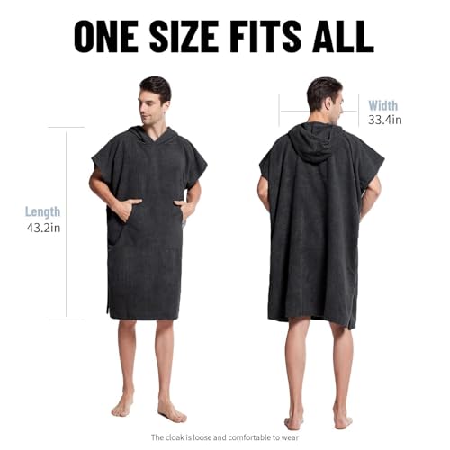Serviette à séchage rapide type poncho de bain adulte noir - 7