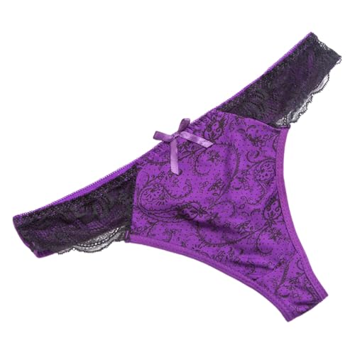 Generisch Damen Tanga mit dekorativer Spitzenapplikation modernem Niedrigschnitt für EIN verführerisches Tragegefühl (Purple, XXL)