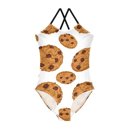 Food Chocolate Chip Cookies Baby Girls' Swimwear Quick Dry Toddler Girls One Piece Swimsuit Bathing Suits Size 3T-10Y