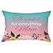 Lieson Housse de Coussin Decoratif 30x50, Housse Coussin pour Canapé Rose Vert Coussin Decoration Thanks for Everything, Mom Fleurs, Polyester
