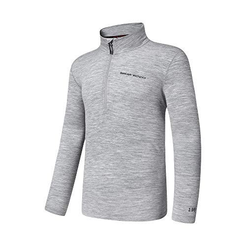 BaseLayer Mechanics Men's 100% Merino Wool Long Sleeve Half-Zip Base Layer Top Lightweight Thermal Shirt (Gray L)