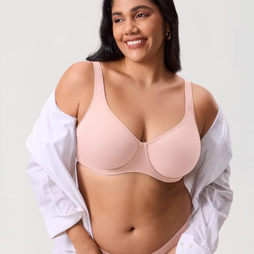 Image of DELIMIRA Women's Inbarely Plus Full Coverage Bra Plus Size Underwire Unlined Seamless Bras