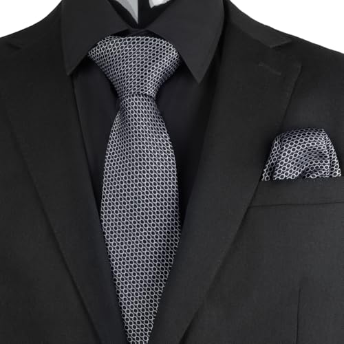 Image of Alizeal Mens 3 Pcs Long Sleeve Shirts Set | Pocket Square Necktie Perfect for Weddings Business Daily Wear