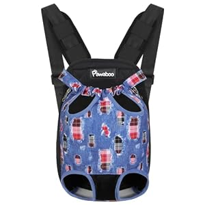 Pawaboo Pet Carrier Backpack, Adjustable Pet Front Cat Dog Carrier Backpack Travel Bag, Legs Out, Easy-Fit for Traveling Hiking Camping for Small Medium Dogs Cats Puppies, Large, Denim Blue