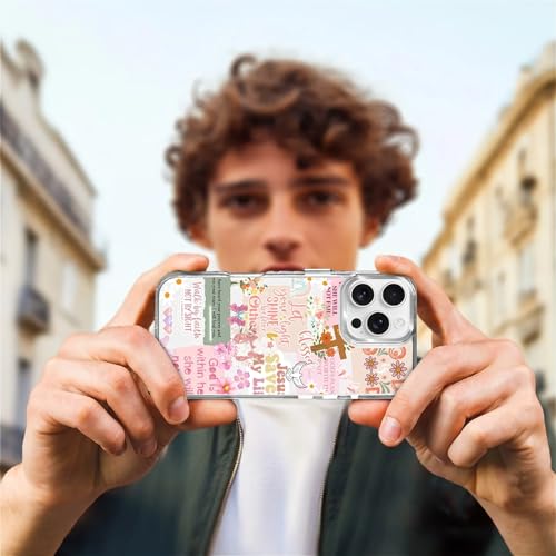 Coque iPhone 16 Pro Max MagSafe rose avec motif patchwork DAIZAG antichoc - 7