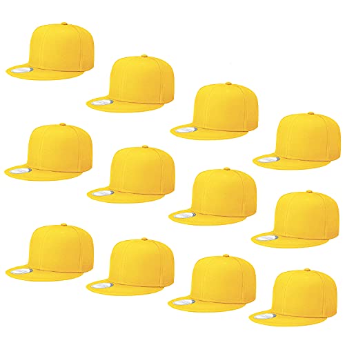 Image of Falari Wholesale 12 Pack Snapback Hat Cap Hip Hop Style Flat Bill Blank Solid Color Adjustable Size