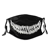 Qurdtt Scary Monster Mouth Teeth Face Mask With 2 Filters Washable Reusable Adjustable Balaclavas For Men Women & Teens