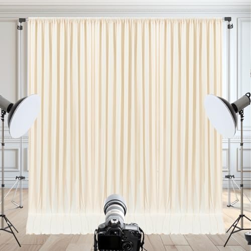 Image of 10x10ft Champagne Backdrop Curtain for Wedding Parties Wrinkle Free Fabric Champagne Drapes Backdrop Decoration for Baby Shower Birthday Photography Decoration 2 Panels, 5ft x 10ft