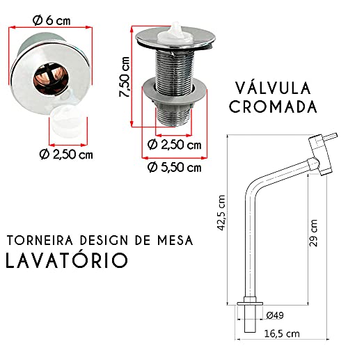 Kit Cuba Torino Sobrepor Branco com Torneira DL08 e Válvula ABS Cromado